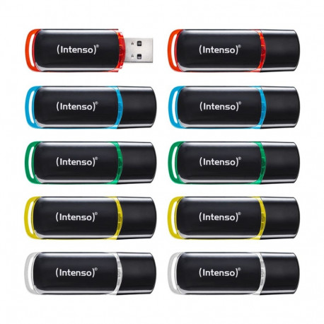 Intenso USB-mälupulk 3511551 4GB USB Type-A 2.0, must, punane, roheline, läbipaistev, kollane, sinin
