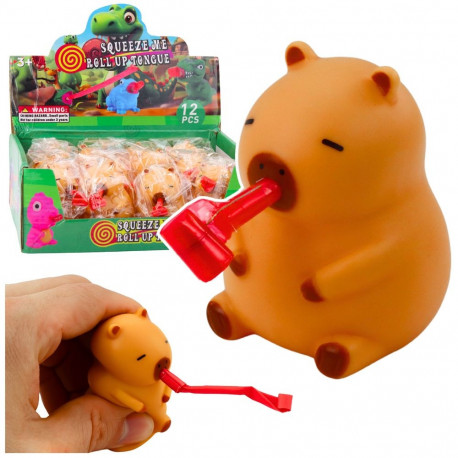 Pigistatav kapibara figuur trompetiga ja vilega 7cm, pruun
