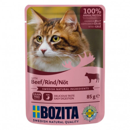 BOZITA märg kassitoit lihatükid želees veiselihaga 85g