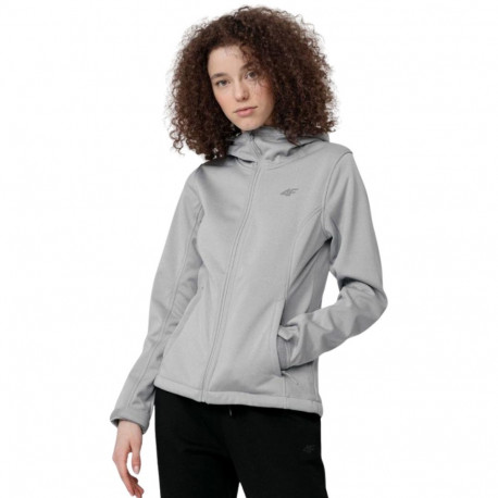 Kurtka damska 4F softshell chłodny jasny szary melanż H4Z22 SFD350 27M