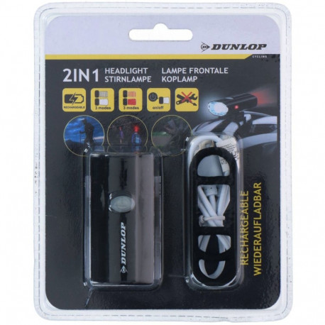 Dunlop jalgrattatuli 472843 2-ühes USB-laadimisega kiivrikinnitusega