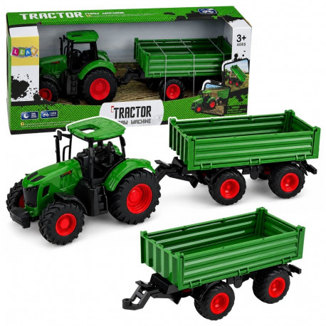 Põllutraktor 1:24 kallurhaagisega kummratastega, roheline