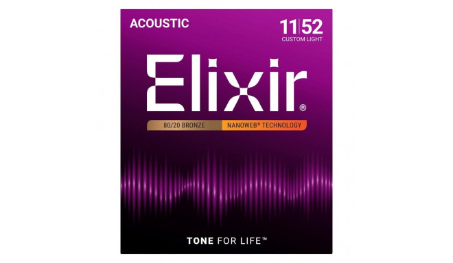 Elixir Strings 11027 Custom Light NW - acoustic guitar strings (11-52)