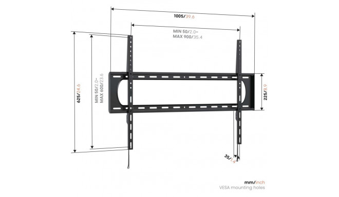 Vogels telerikinnitus UP 9003 XL 55-120" fikseeritud maksimaalne kandevõime 120kg, must
