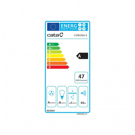 CATA õhupuhasti CORONA WH 60 /C integreeritav energiaklass A laius 59.5cm elektrooniline 850m³/h LED