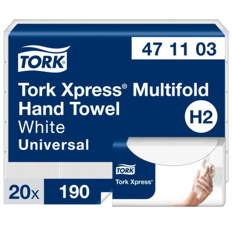 Lehträtik Tork H2 Xpress Soft Multifold Universal  z-fold 2-kihiline 190 lehte/kilepakis (lehe mõõt 