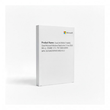 "Cloud Microsoft Windows Server DataCenter 2 Core 2025 1J1J - Per Subscription"