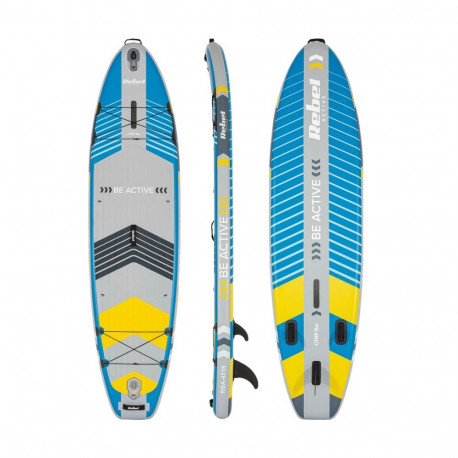 Inflatable Paddle Board - Rebel Active SUP Board Pro 220 Kg Capacity, Backrest, Blue