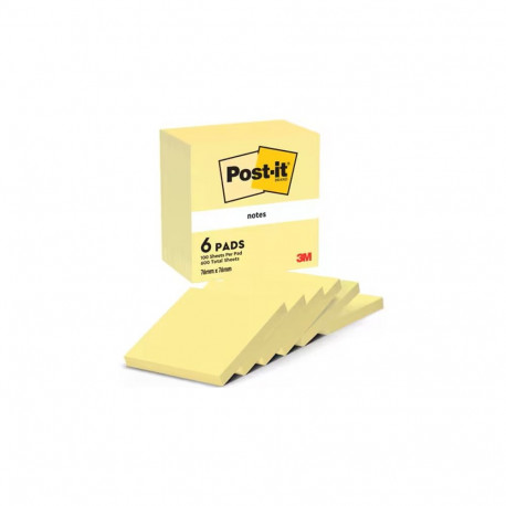 Note paper 76x76mm POST-IT canary yellow 6x100 sheets