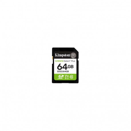 Kingston Technology SDXC mälukaart Canvas Select Plus Gen3 64GB 100MB/s C10 UHS-I U1 V10
