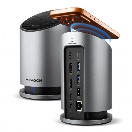 AXAGON USB-C 10Gbps Wireless Charging 9in1 hub  HMC-WL9