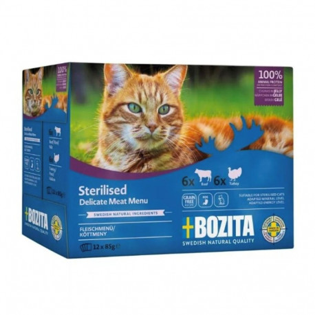 BOZITA märgtoit steriliseeritud kassidele õrn lihavalik tarretises 12x85g