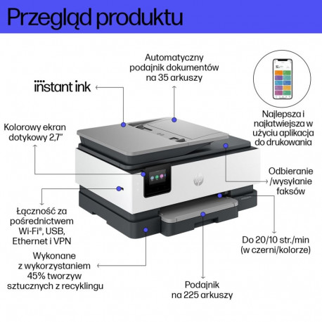 HP värviline kõik-ühes-printer OfficeJet Pro 8132e juhtmevaba Instant Ink kahepoolne printimine