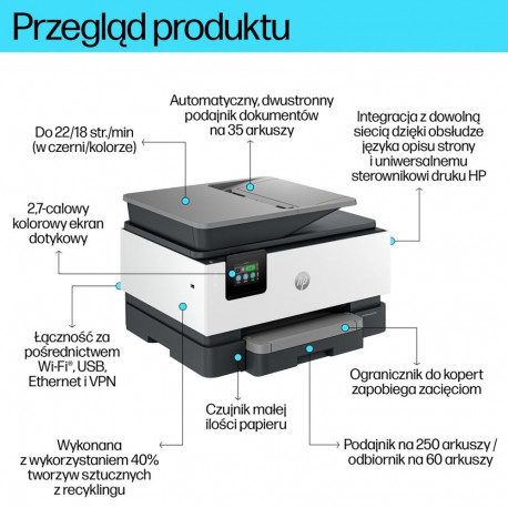 HP OfficeJet Pro 9120b Wireless All-in-One Color Printer, Two-sided printing; Copier, Scanner