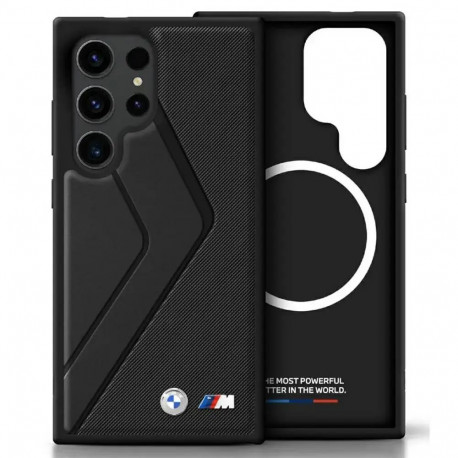 BMW Leather Oversized Stripes telefoni ümbris MagSafe toega Samsung Galaxy S25 Ultra (S938) must