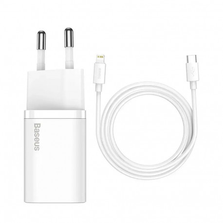 Baseus TZCCSUP-B02 reisilaadija | 20W | USB-C | koos Lightning kaabliga komplektis | valge