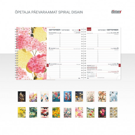 Õpetaja päevaraamat Spiral Disain, 145x187mm, spiraalköide, kõvakaanega, 26/27 õppeaasta