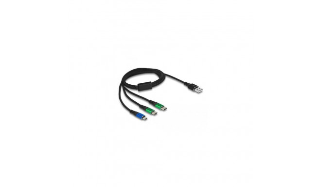 DeLOCK USB Charging Cable 3 in 1 Type-A to Micro USB / 2 x USB Type-C 1 m
