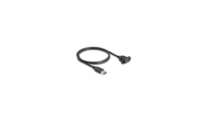 DeLOCK SuperSpeed USB 5 Gbps (USB 3.2 Gen 1) Cable USB Type-A male to female 1 m panel-mount black