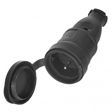 16A IP44 rubber socket GEKO G17516 230V, protective cover, black