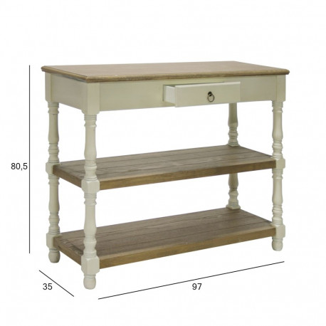 Side table SAMIRA 97x35xH80,5cm, antique white/natural