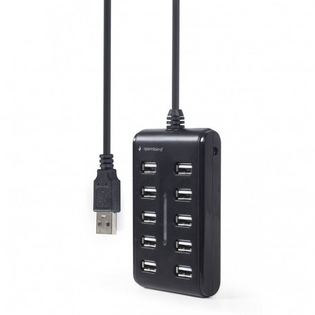 USB 2.0 jaotur 10 pordiga, must
