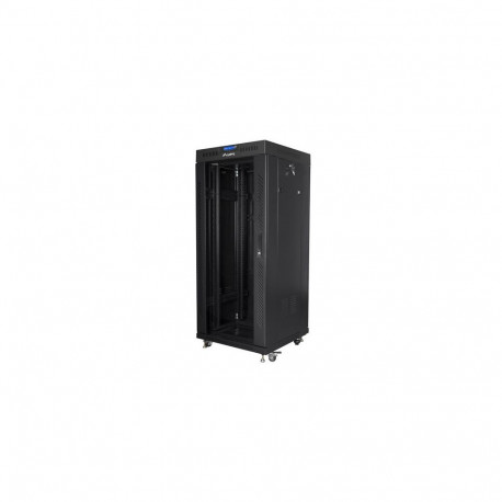 Lanberg rack-kapp 19inch 27U 600x600 eraldiseisev klaasuksega LCD kokkupandav, must