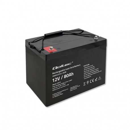 Qoltec 53075 AGM battery | 12V | 80Ah | 23.5kg