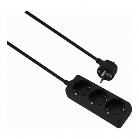 "helos Steckdosenleiste CLASSIC, 3-fach, schwarz, 3,0m, ohne Schalter"