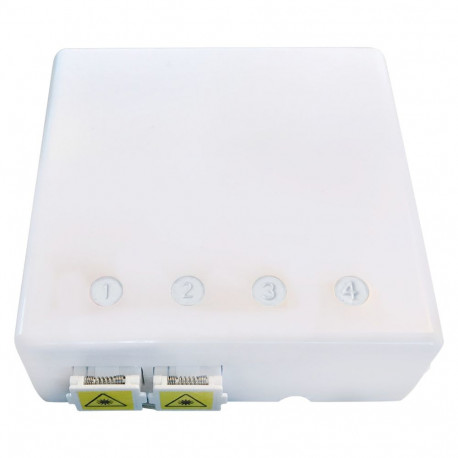 "FTTH Box fr 4 Kupplungen SC-S oder LC-D 80x80 mit Kabelfhrung, Schrumpfversion"