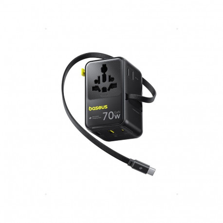 EnerCore laadija CG11 keritava kaabliga 2AC+2U+70W, must