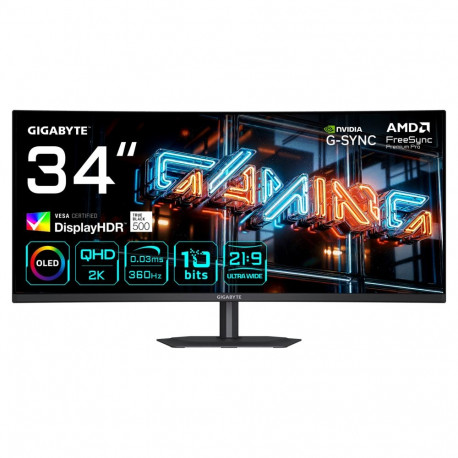 "86,4cm/34"" (3440x1440) GIGABYTE MO34WQC36 Curve WQHD QD-OLED 0,03ms 360Hz HDMI DisplayPort USB-C U