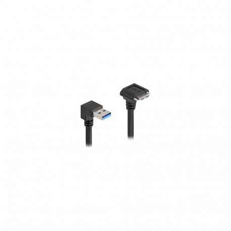 "USB 5 Gbps Kabel USB Typ-A Stecker 90° nach unten gewinkelt zu USB Micro-B Stecker mit Schraubenabs
