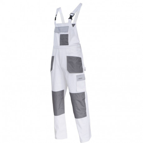 Salopetid 3XL (60) 100% puuvillased CE lahtised, valge-hallid