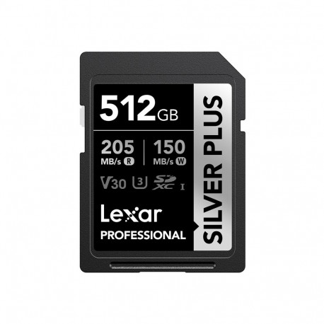Memory Card - Lexar Professional SILVER PLUS SDXC 512GB 205 MB/s Read, 150 MB/s Write