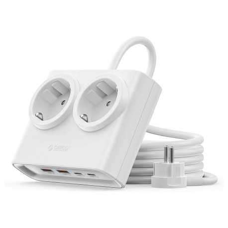 Orico PDC25 25W 6in1 Power Strip 2x AC + 2x USB-A + 2x USB-C - White