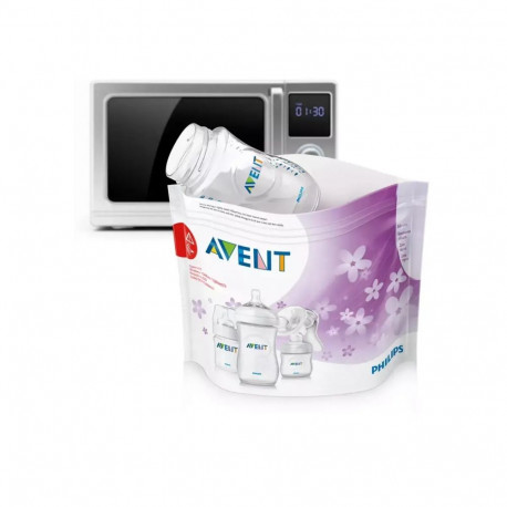 Philips Avent SCF297|05 microwave steriliser bags | 99.9% of germs killed | 5pcs