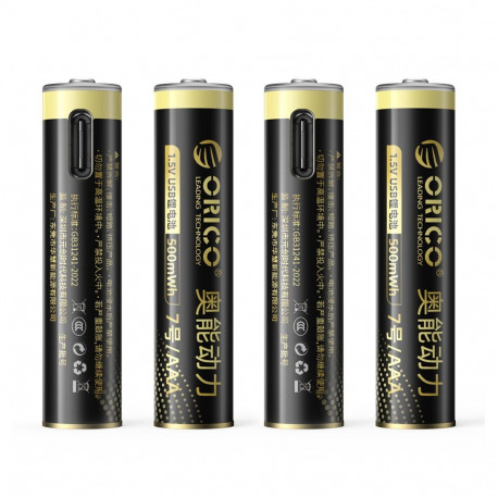 Orico Ener-G EG7C lithium battery 1.5V 500mWh AAA USB-C rechargeable battery with charging cable 4 p