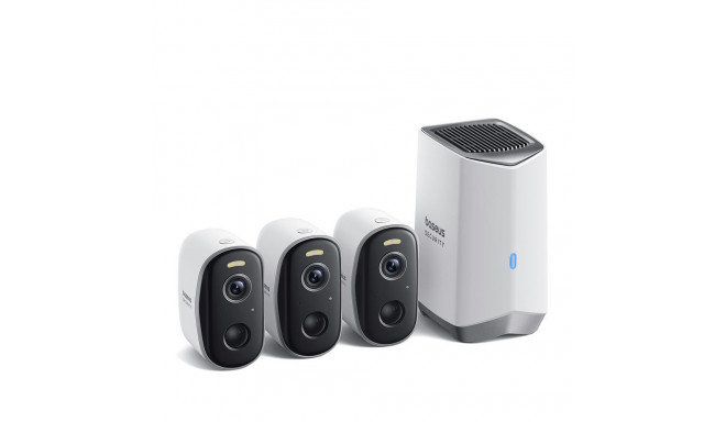 Baseus Security N1 2K Outdoor Camera Set 3x Camera + Base Station - White