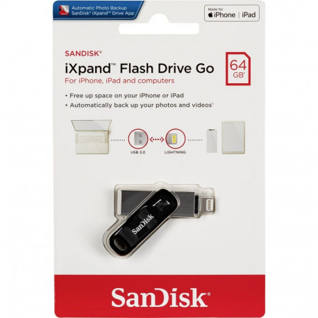 iXpand mälupulk Go 64GB USB-A 3.2 Gen 1 Apple Lightning Connector, must/hõbedane
