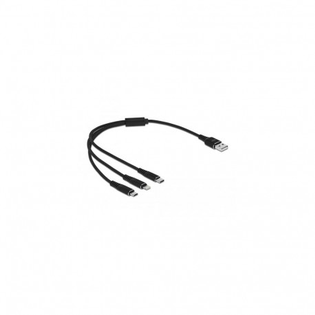 DeLOCK USB Charging Cable 3 in 1 Type-A to Lightning / Micro USB / USB Type-C 30 cm black