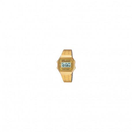 "Casio A168WG-9WDF Vintage Unisex-Digitaluhr mit Edelstahlband, gold"