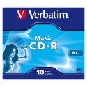 "1x10 Verbatim CD-R 80 / 700MB Audio Color Live it Jewel Case"