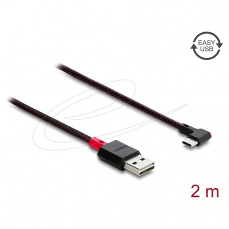 "EASY-USB 2.0 Kabel Typ-A Stecker zu USB Type-C™ Stecker gewinkelt links / rechts 2 m schwarz"