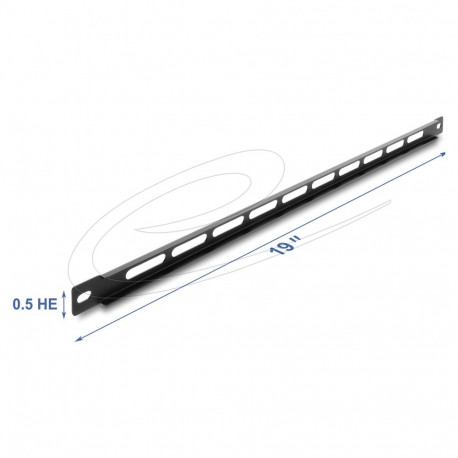 DELOCK paneel 19" 0,5HE kaablikinnitusega, must