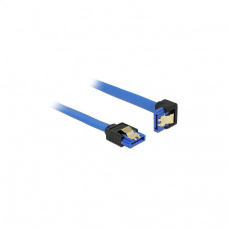 "DELOCK Kabel SATA 6 Gb/s Buchse gerade > SATA Buchse unten gewinkelt 100cm blau mit Goldclips"