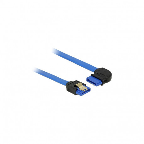 "DELOCK Kabel SATA 6 Gb/s Buchse gerade > SATA Buchse rechts gewinkelt 30cm blau mit Goldclips"