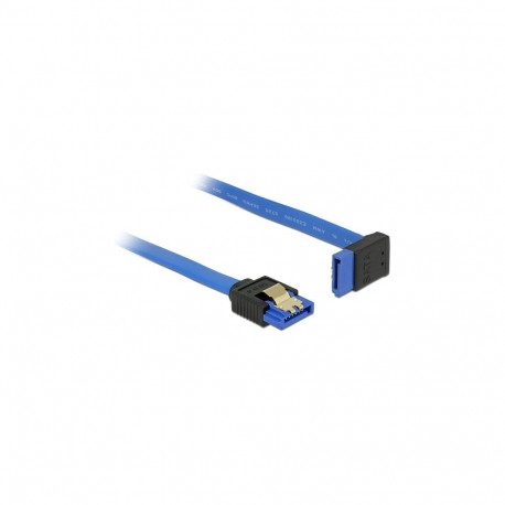 "DELOCK Kabel SATA 6 Gb/s Buchse gerade > SATA Buchse oben gewinkelt 50cm blau mit Goldclips"