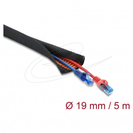 "Delock Kabelschutzschlauch mit orangener Verschleißanzeige selbstschließend doppellagig 5 m x 19 mm