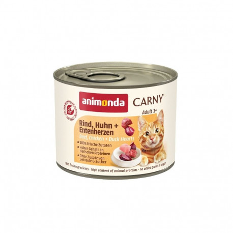 ANIMONDA Carny Adult veiseliha, kana ja pardisüdamed märg kassitoit 200g